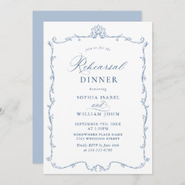 Elegante Victoriaanse Stofblauwe Proefdinermaal Kaart