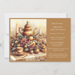 Elegante Victoriaanse verjaardag thee feest uitnod Kaart