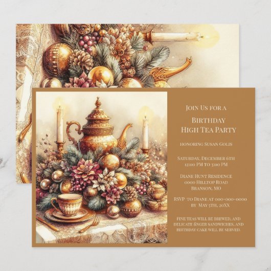 Elegante Victoriaanse verjaardag thee party uitnod Kaart (Voorkant / Achterkant)