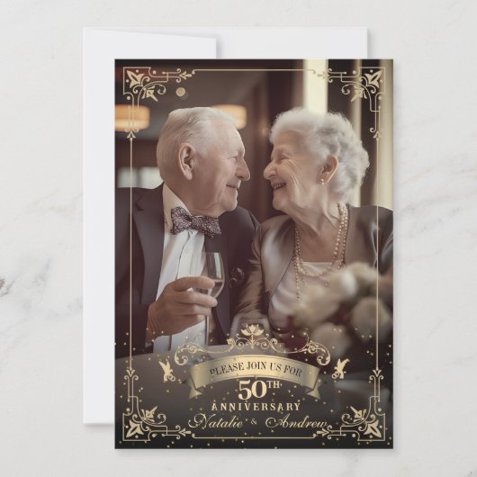 Elegante Victoriaanse versiering 50ste verjaardag Kaart (Voorkant)