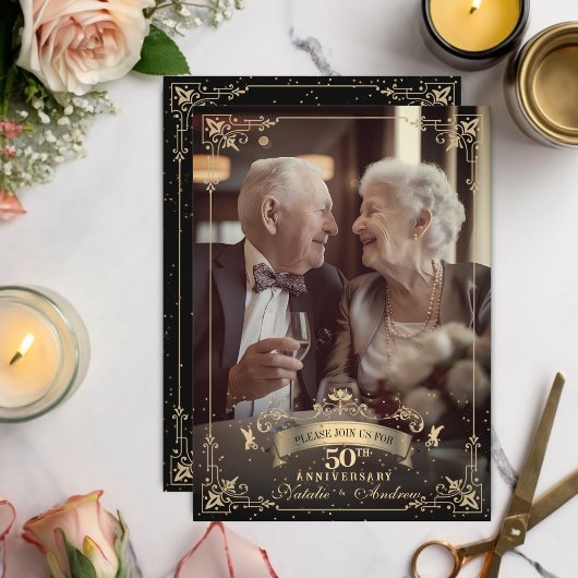 Elegante Victoriaanse versiering 50ste verjaardag Kaart