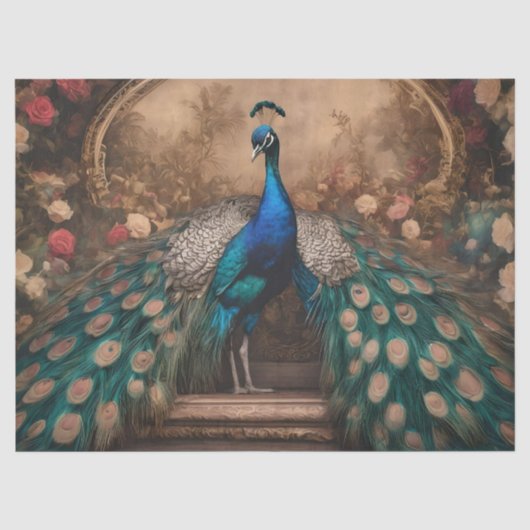 Elegante Victoriaanse Vintage Boho Pauw Tissuepapier (Voorkant)