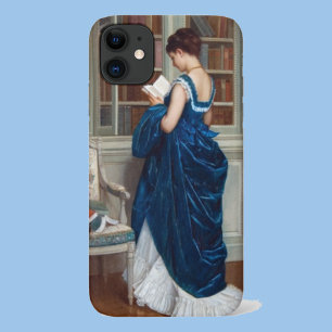 Elegante victoriaanse vrouw lezend in bibliotheek Case-Mate iPhone case