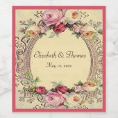 Elegante Victoriaanse waterverfrozen, Filigraamlij Wijn Etiket (Enkel label)