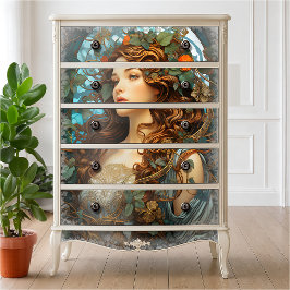 Elegante Victoriaanse Zomer Godin Art Nouveau Tissuepapier