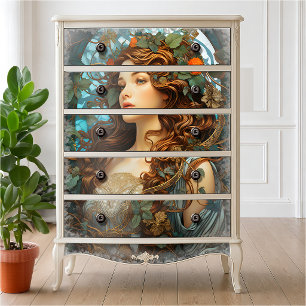 Elegante Victoriaanse Zomer Godin Art Nouveau Tissuepapier