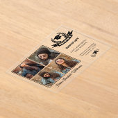 Elegante vier foto zwart | Afstuderen wissen Acryl Uitnodigingen (Laagn)