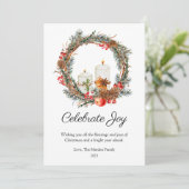 Elegante Vier Freugde Kerst Platte Vorm Feestdagenkaart (Staand voorkant)