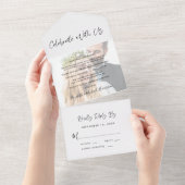 Elegante 'Vier Ons Feest' Foto Bruiloftsreceptie All In One Uitnodiging (Afscheurbaar)