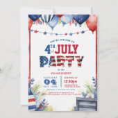 Elegante vierde juli Party I ballonnen en vlag Kaart (Voorkant)