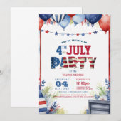 Elegante Vierde van Juli Partij I ballonnen 2 Kaart (Voorkant / Achterkant)