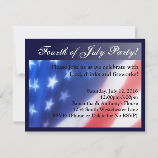 Elegante Vierde van Juli Viering Uitnodiging (Voorkant)