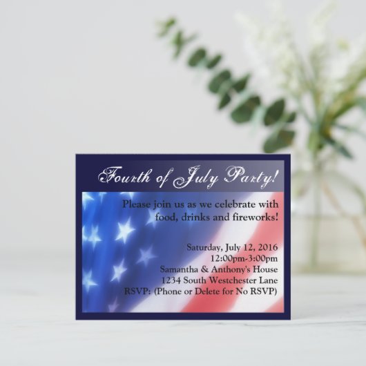 Elegante Vierde van Juli Viering Uitnodiging (Staand voorkant)