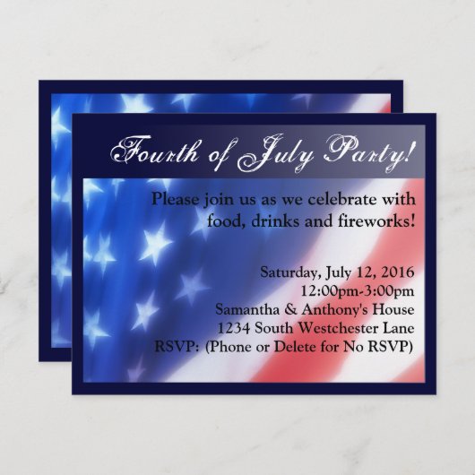 Elegante Vierde van Juli Viering Uitnodiging (Voorkant / Achterkant)