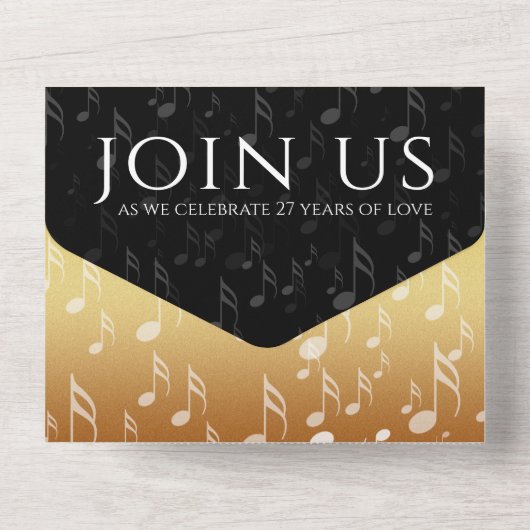 Elegante viering van 27 jaar huwelijksjubileum all in one uitnodiging (Achterkant)