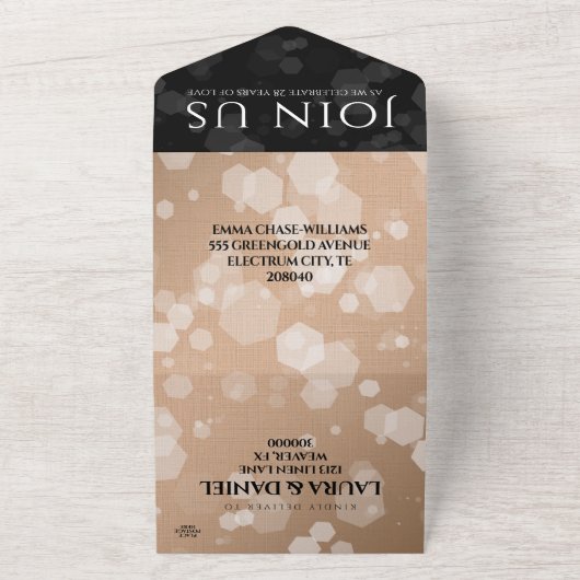 Elegante viering van 28 jaar huwelijksjubileum all in one uitnodiging (Buitenkant)