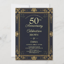 Elegante viering van 50-jarig jubileum in zwart go kaart
