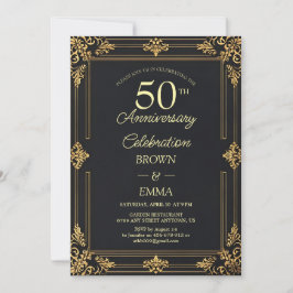Elegante viering van 50-jarig jubileum in zwart go kaart
