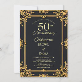 Elegante viering van 50-jarig jubileum in zwart go kaart
