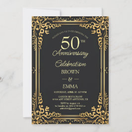 Elegante viering van 50-jarig jubileum in zwart go kaart