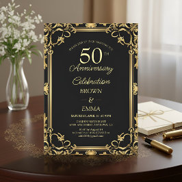 Elegante viering van 50-jarig jubileum in zwart go kaart