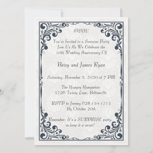 Elegante viering van het 10-jarig jubileum kaart (Voorkant)