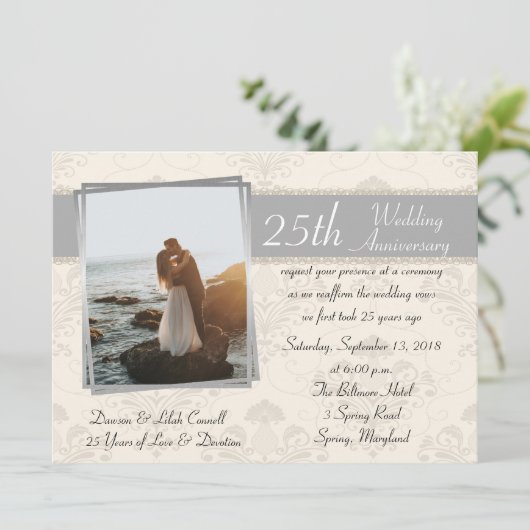 Elegante viering van het 25-jarig jubileum kaart (Staand voorkant)