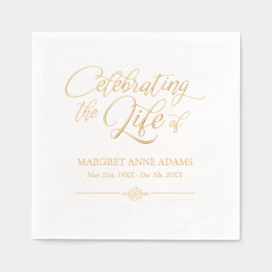 Elegante viering van het leven begrafenis rouwverw folie servetten (Voorkant)