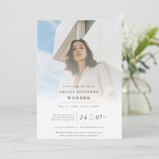 Elegante viering van het leven Begrafenisfoto Kaart (Staand voorkant)