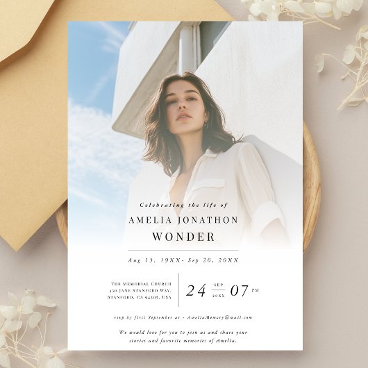 Elegante viering van het leven Begrafenisfoto Kaart