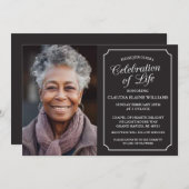 ELEGANTE VIERING VAN HET LEVEN BEGRAFENISUITNODIGI KAART (Voorkant / Achterkant)