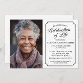 ELEGANTE VIERING VAN HET LEVEN BEGRAFENISUITNODIGI KAART (Voorkant / Achterkant)