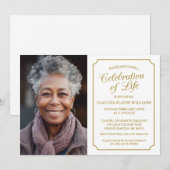 ELEGANTE VIERING VAN HET LEVEN BEGRAFENISUITNODIGI KAART (Voorkant / Achterkant)