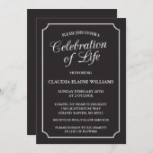 ELEGANTE VIERING VAN HET LEVEN BEGRAFENISUITNODIGI KAART (Voorkant / Achterkant)