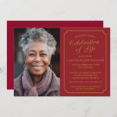 ELEGANTE VIERING VAN HET LEVEN BEGRAFENISUITNODIGI KAART (Voorkant / Achterkant)