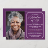 ELEGANTE VIERING VAN HET LEVEN BEGRAFENISUITNODIGI KAART (Voorkant / Achterkant)