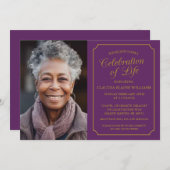 ELEGANTE VIERING VAN HET LEVEN BEGRAFENISUITNODIGI KAART (Voorkant / Achterkant)