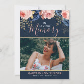 Elegante viering van het leven Bloemenfoto Begrafe Kaart (Voorkant)