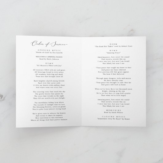 Elegante Viering van het Leven Foto Begrafenis Gev Programma (Binnen)