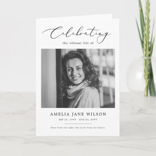 Elegante Viering van het Leven Foto Begrafenis Gev Programma (Voorkant)