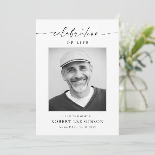 Elegante Viering van het Leven Foto Begrafenismonu Kaart (Staand voorkant)