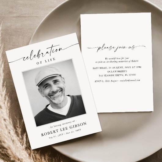 Elegante Viering van het Leven Foto Begrafenismonu Kaart