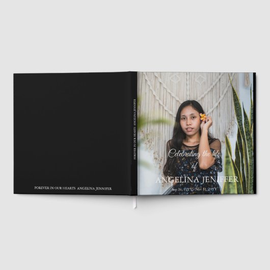 Elegante Viering van het Leven Foto Memorial Begra Gastenboek (Volledig)