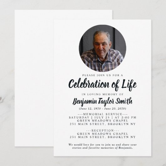 Elegante Viering van het Leven Foto Memorial Begra Kaart (Voorkant / Achterkant)