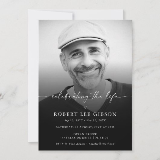 Elegante Viering van het Leven Foto Memorial Begra Kaart (Voorkant)