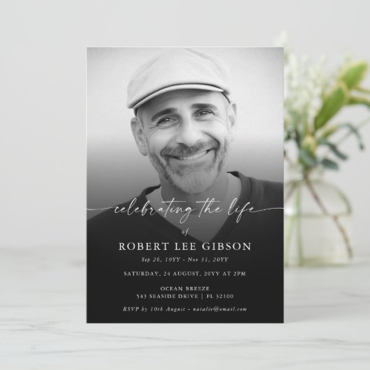 Elegante Viering van het Leven Foto Memorial Begra Kaart (Staand voorkant)