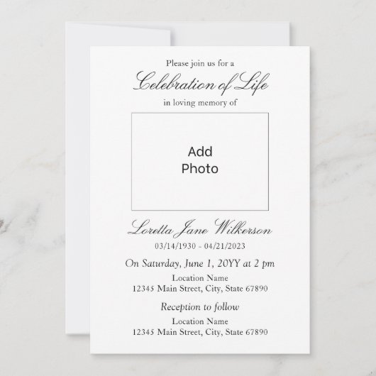 Elegante Viering van het Leven Foto toevoegen Kaart (Voorkant)