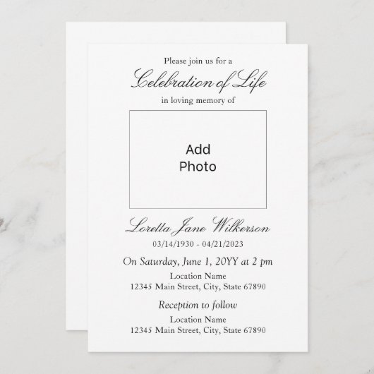 Elegante Viering van het Leven Foto toevoegen Kaart (Voorkant / Achterkant)