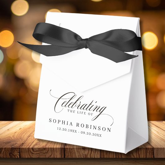 Elegante viering van het leven rouw zwart wit bedankdoosjes
