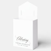 Elegante viering van het leven rouw zwart wit bedankdoosjes (Geopend)
